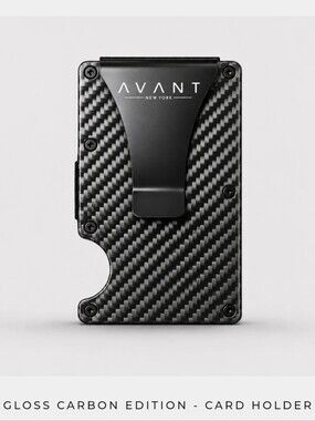 Avant New York Gloss Carbon Card Holder - Black